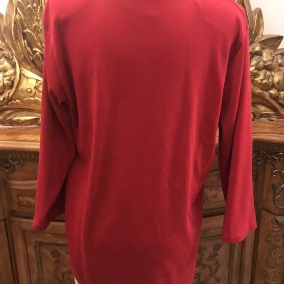 Rafaella Studio. Studded V-Neck Top. Size 1X Bust 46". 3/4 Sleeve. Stretch B8 - Picture 3 of 6